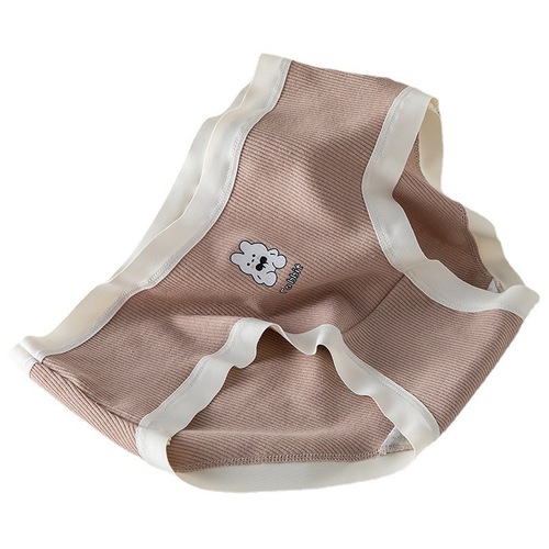 Threaded Seamless Contrast Color Waistband Cartoon Printed Bunny Girls Soft and Comfortable Women's Underwear Mid-waist Bag Hip Briefs