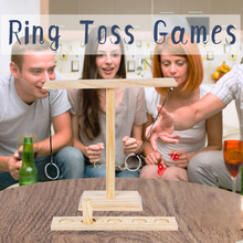 Ring toss Game跨境爆款投環掛鈎游戲雙人桌游木制質拋環玩具