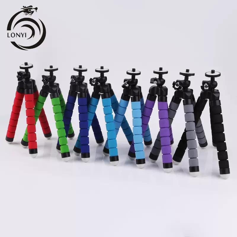 定制海绵迷你相机三脚架 章鱼手机 支架自拍百变微型桌面支架