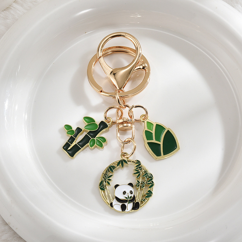 中国風パンダ竹金属キーホルダーかわいい漫画バッグキーホルダーペンダント合金アクセサリー|undefined
