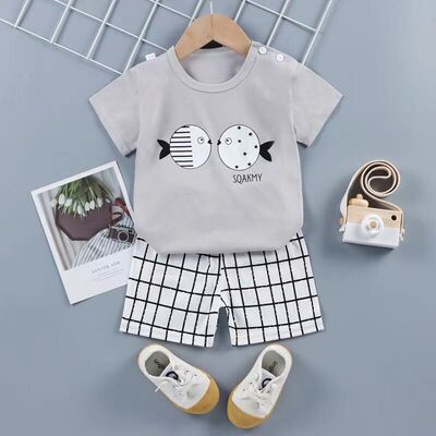 儿童短袖套装夏季棉质t恤男童服装韩版宝宝新款衣服女童套装童装