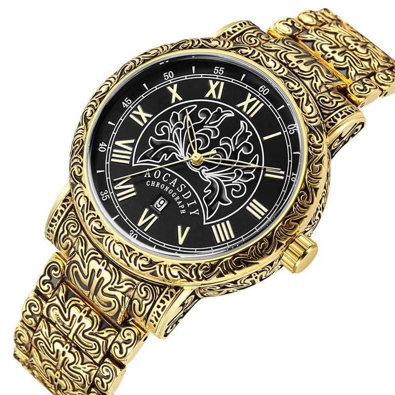 Orologio da uomo retrò di lusso vintage al quarzo con lega classica, design versatile e popolare_voghion.com