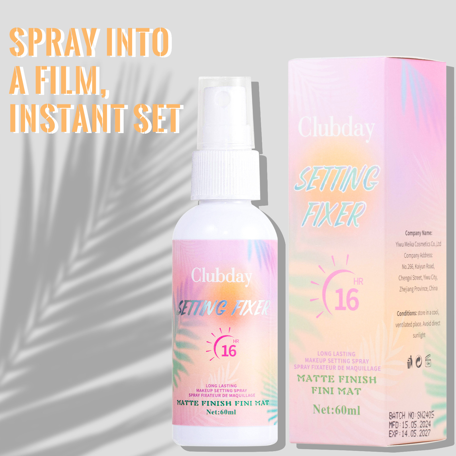 Clubday 60MLbaoshi Matte Setting Spray Clear Setting Spray Water undefined