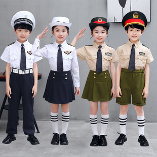 Children's Military suit Recitation Primary School Boys and Girls Coat Children's Army Poetry Recitation Performance Navy Clothes