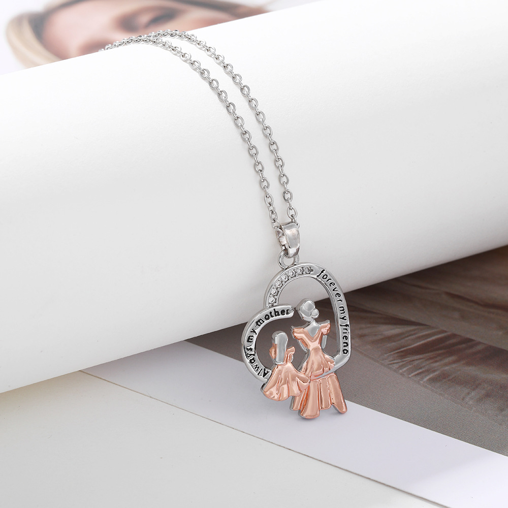 Simple Style Heart Shape Artificial Crystal Copper Metal Pendant Necklace 1 Piece