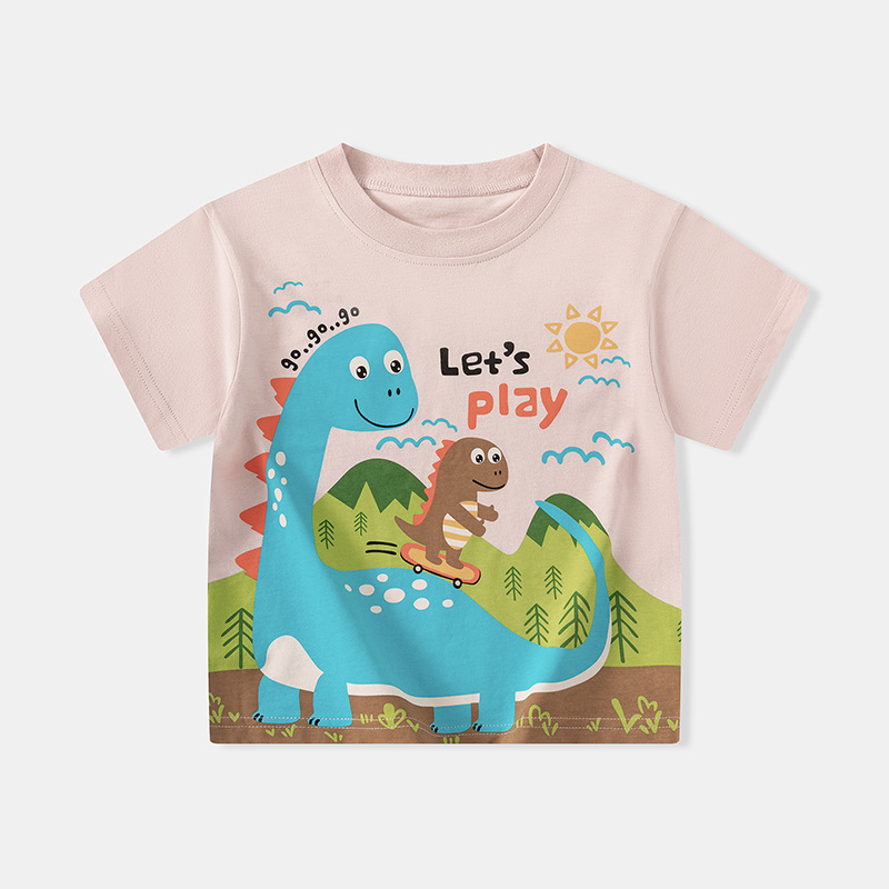 Betop comercio exterior ropa para niños dibujos animados para niños dinosaurio verano nuevo chico bebé camiseta de manga corta ropa Douyin al por mayor