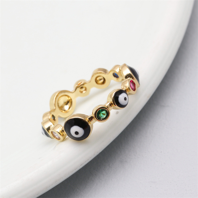 Fashion Heart Shape Eye Copper Open Ring Inlay Zircon Copper Rings