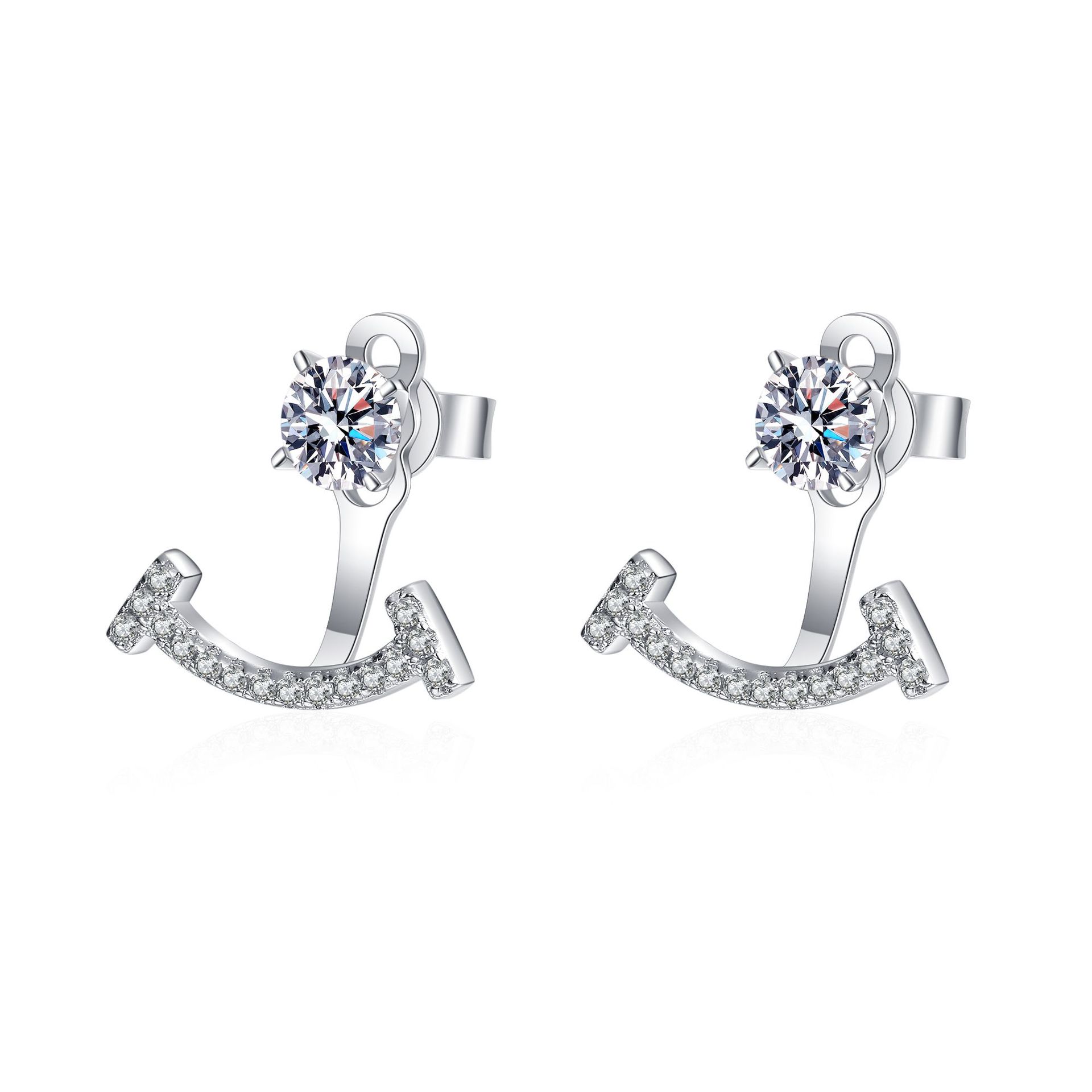 D Color Moissanite Stud Earrings Sterling Silver Two Way Wear_voghion.com
