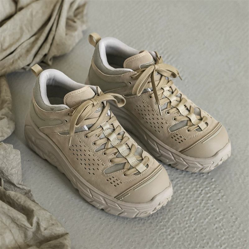 2024 новый открытый толстое дно нескользящая братская обувь пустыня желтая корейская версия ретро походная обувь повседневная мужская спортивная обувь