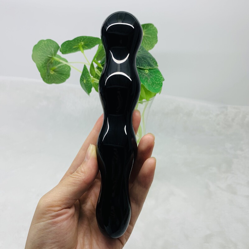 天然水晶黑曜石水晶按摩棒摆件 图 2