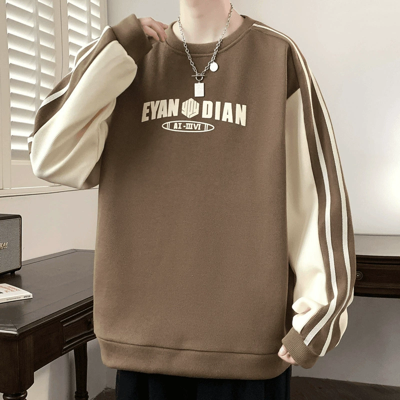 Spring sweatshirt, universal demi-season black long-sleeve, trend of season, loose fit