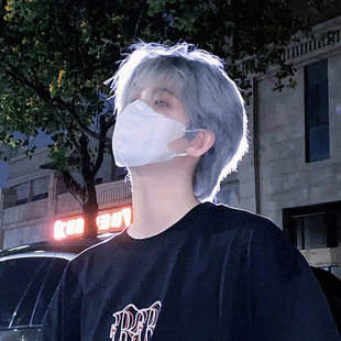 Cross-Border Direct Sales Wig for Men, Short Hair, Korean Style, Handsome, Japanese Style, Silver Color, Men's Daily Micro-Fringe Cap, Full Head Wig for Men
