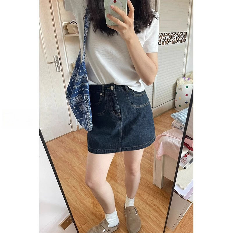 Dark Blue High-Waisted Jeans for Women, New Summer Style, Plus Size, Tummy-Concealing, Slimming, Petite A-Line Shorts Dark Blue High-Waisted Jeans for Women, New Summer Style, Plus Size, Tummy-Concealing, Slimming, Petite A-Line Shorts
