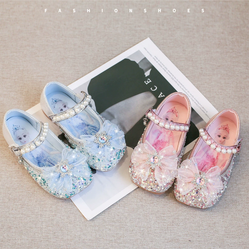 Синие туфли на низком каблуке весна и осень новая кожаная обувь детская обувь