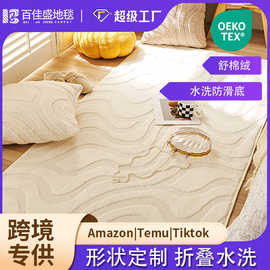 跨境舒棉绒客厅地毯防滑满铺家用耐脏耐磨沙发茶几毯加厚可机洗
