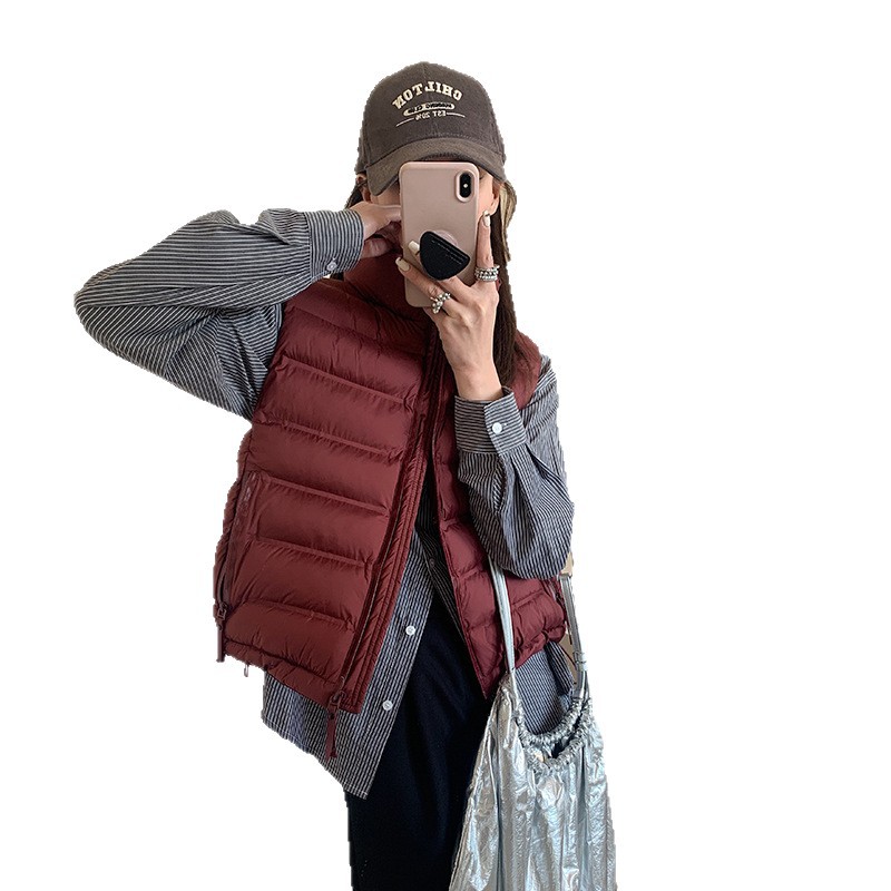 Transfronterizo de algodón chaleco de mujer otoño y invierno 2025 nuevo estilo coreano de cuello corto de algodón de hombro bolsillo cremallera delgada y ligera image 5