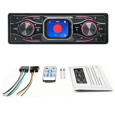 Car MP3 Bluetooth Player 2.2inch Touch Screen with Clock Display Card Slot Car Radio 1668 (Car mp3) - universal-cable-official-standard-configuration-sc1668-does-not-have-touch-functionality