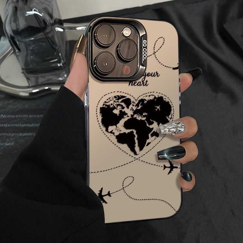 Love Sailing Airplane Suitable for Iphone17 Apple Mobile Phone Case 16/15Promax Popular Model 14/13 Color Silver