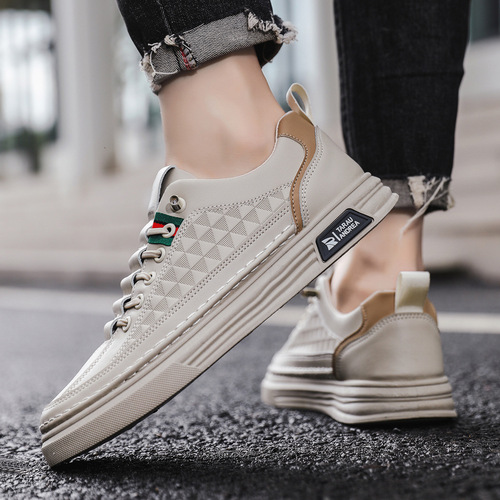 Men's shoes summer thin breathable casual leather shoes men's light versatile board shoes fashion soft bottom white shoes one-step breathable