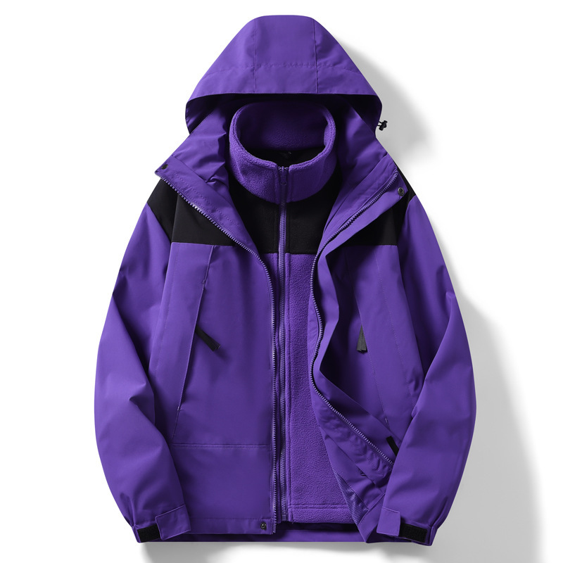 卸売ジャケット スリーインワン取り外し可能な防水防風登山ハイキングジャケット男性と女性のチームロゴカスタマイズ|undefined