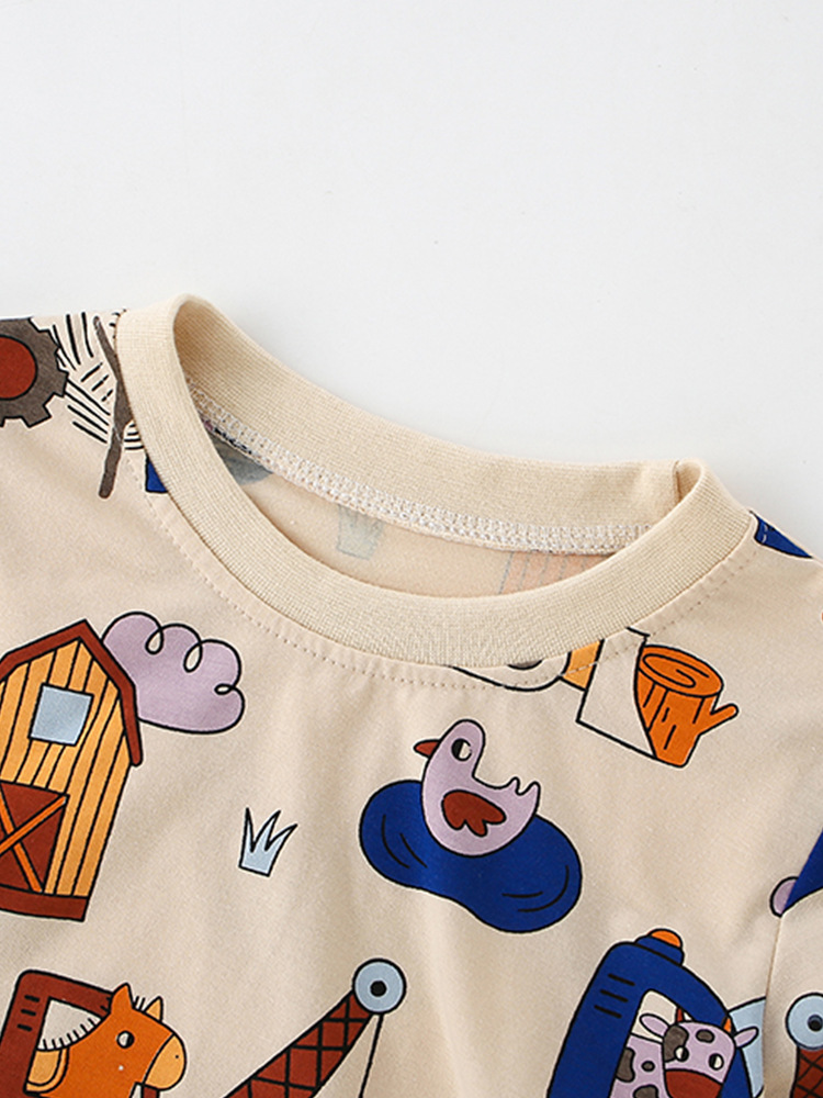 Malwee camiseta de base para niños de otoño nuevo estilo europeo y americano para niños de media edad Casual cuello redondo camiseta de mangas largas para niños
