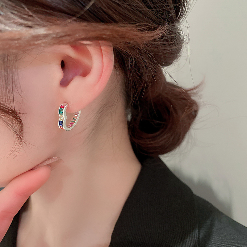 Simple Style Heart Shape Copper Plating Zircon Earrings 1 Pair