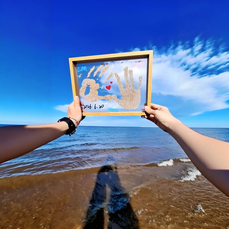 Beach handprint photo frame couple commemorative picture frame seaside handmade DIY display gift double transparent frame photo frame wholesale