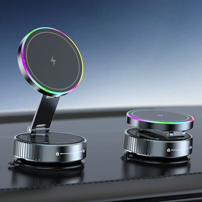 Car phone holder Car Magnetic Holder Nano - k3-flagship-15w-wireless-charging-colorful-glare-lightmetal-support-armthree-axis-rotationn56-strong-magnet