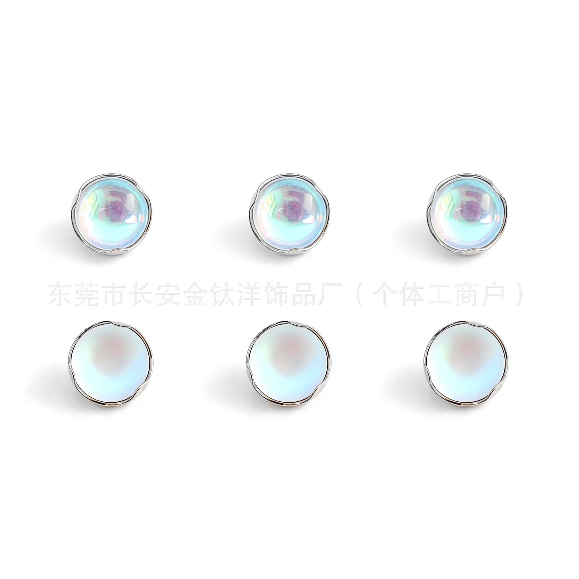 F136 Titanium Wavy Edge Inlaid Frosted Moonstone Nose Stud Lip Labret Tongue Ear Piercing Jewelry detail image 6