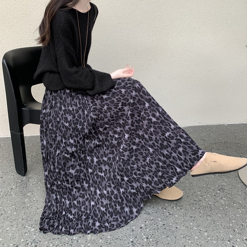 2025新款秋冬时髦又复古感豹纹半身裙女松紧腰显瘦时尚气质半裙子|undefined