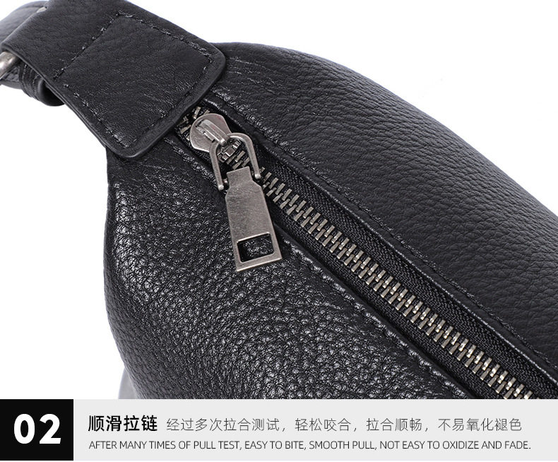 Túi đeo chéo nam da bò mềm dung tích lớn 29×11×17 cm — Màu đen chi tiết 19