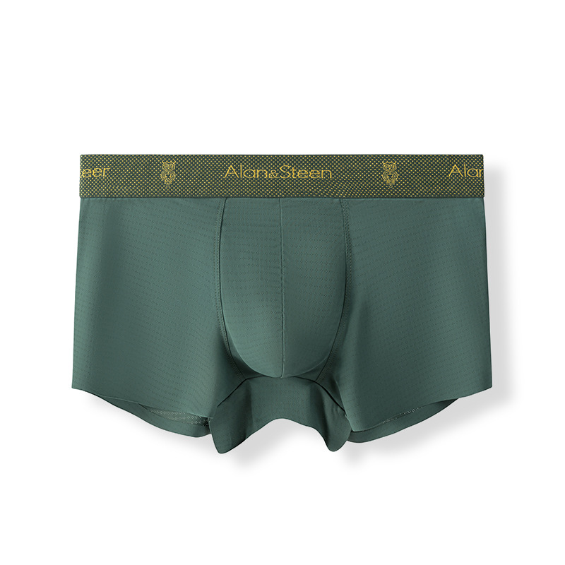 En caja sin costuras ropa interior de seda de hielo para hombres jóvenes boxeadores de color sólido malla de cintura media boxeadores transpirables sueltos verano