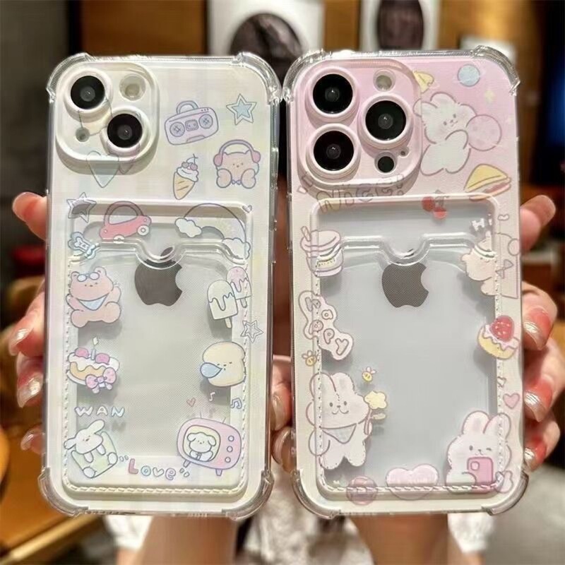 Can put photos for Apple 16/15promax mobile phone case 14 card set bunny 13/11 lovers 12 card soft