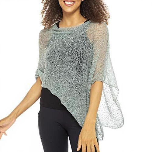 2025 Amazon European and American Women's Transparent Asymmetrical Cape Shawl Sun Protection Loose and Versatile Ice Silk Knitwear