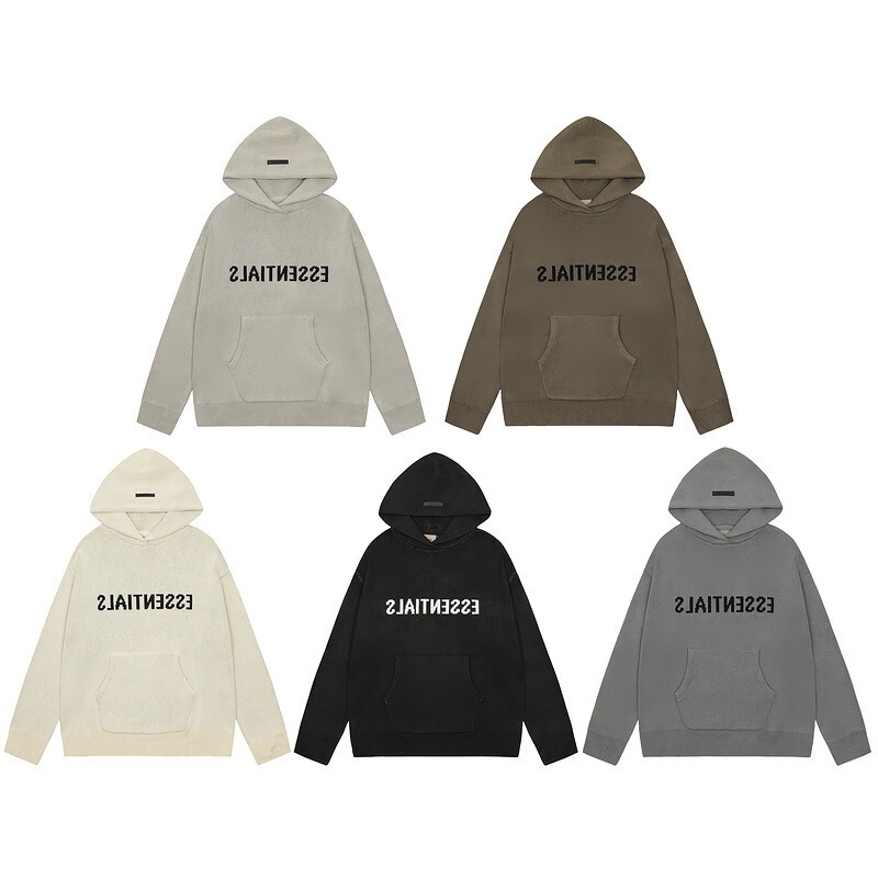 Fog Multi-Line Essentials Classic Hooded Sweatshirt Letter Print Hooded Knit Sweater Unisex Trendy Brand