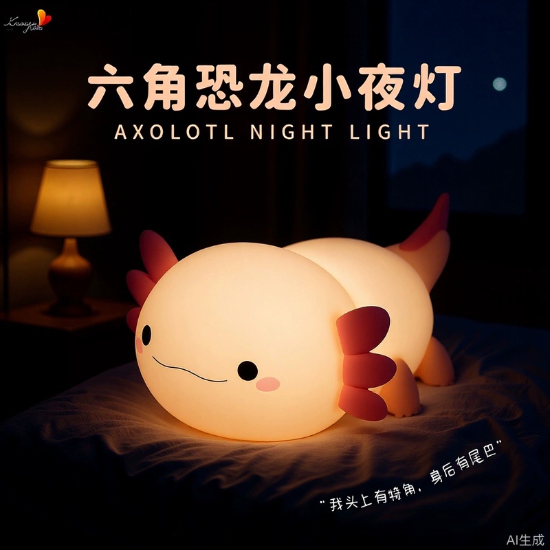 Cross-Border Hexagonal Dinosaur Salamander Night Light Silicone Pat Lamp Bedroom Night Light Atmosphere Lamp Bedside Lamp Table Lamp