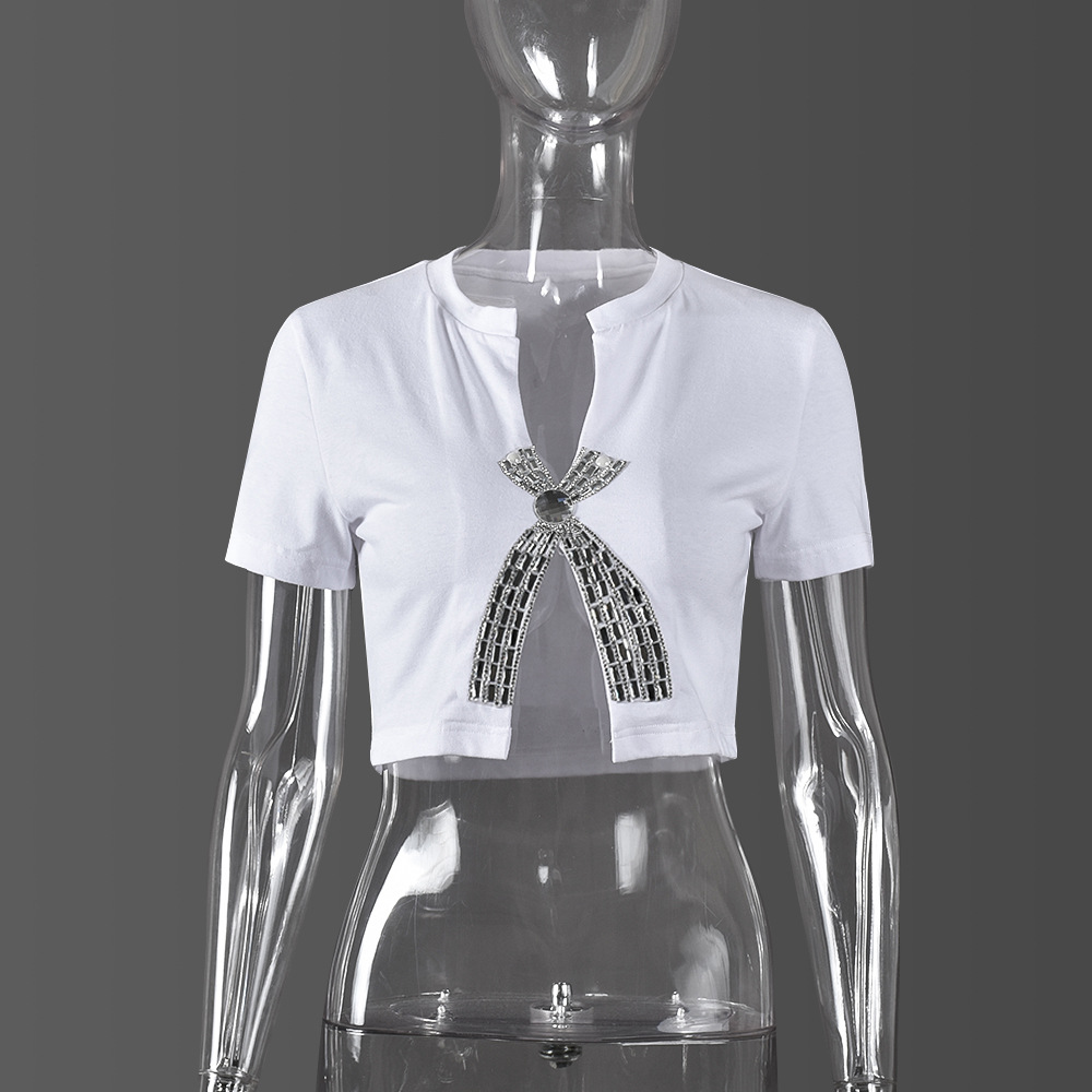 Women's T-shirt Short Sleeve T-Shirts Diamond Streetwear Cross Bow Knot display picture 1