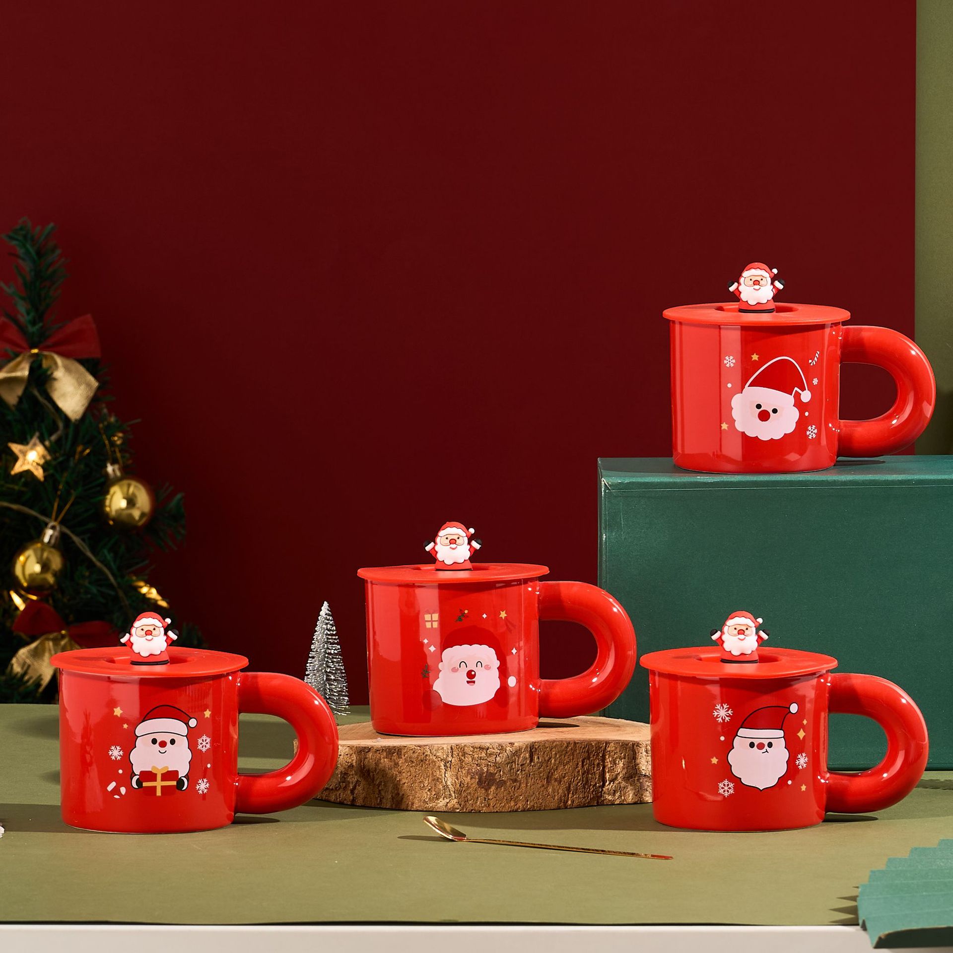 Regalos navideños, tazas de agua, tazas de souvenirs, dibujos animados creativos transfronterizos, tazas de Santa, tazas de cerámica