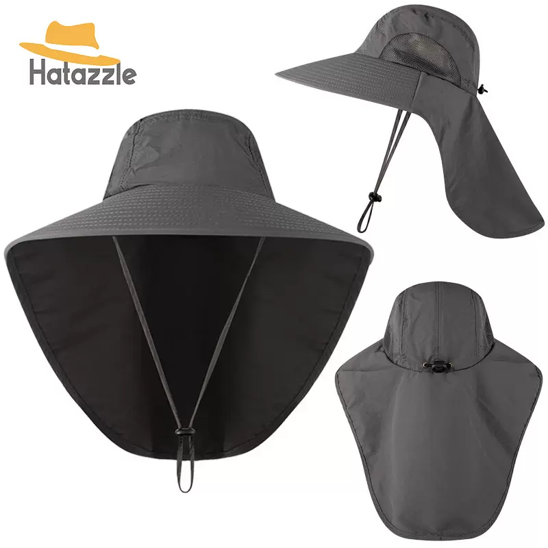 日系大檐露营户外徒步防晒帽防紫外线帽钓鱼登山渔夫帽披风帽批发