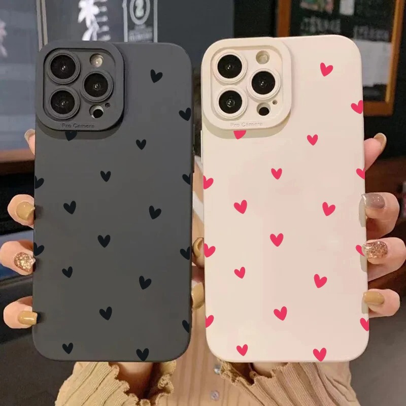 Black Small Love Suitable for iPhone16 Mobile Phone Case 15promax Apple 14 Anti-fall 13 Fashion Brand 12 All-inclusive 11