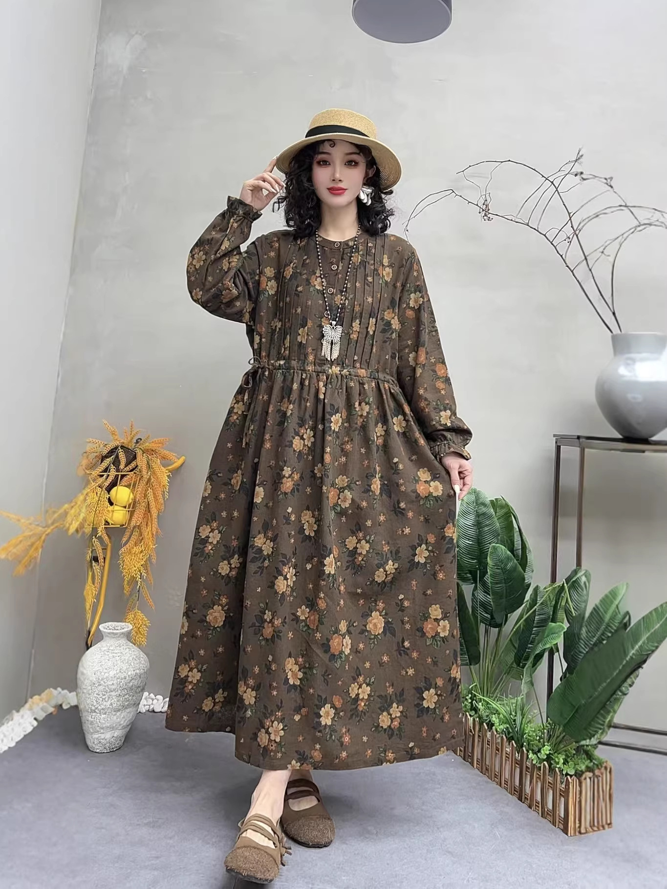 retro autumn dress