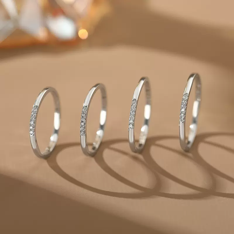 阿宝S999足银极简风锆石戒指女轻奢气质清新时尚甜美温柔手饰代发