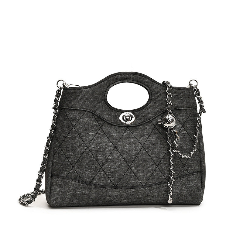 Versión coreana del bolso de estilo pequeño y fragante 2025 verano nuevo bolso femenino bolso de hombro con bordado de rombo bolso de mensajero de cadena retro