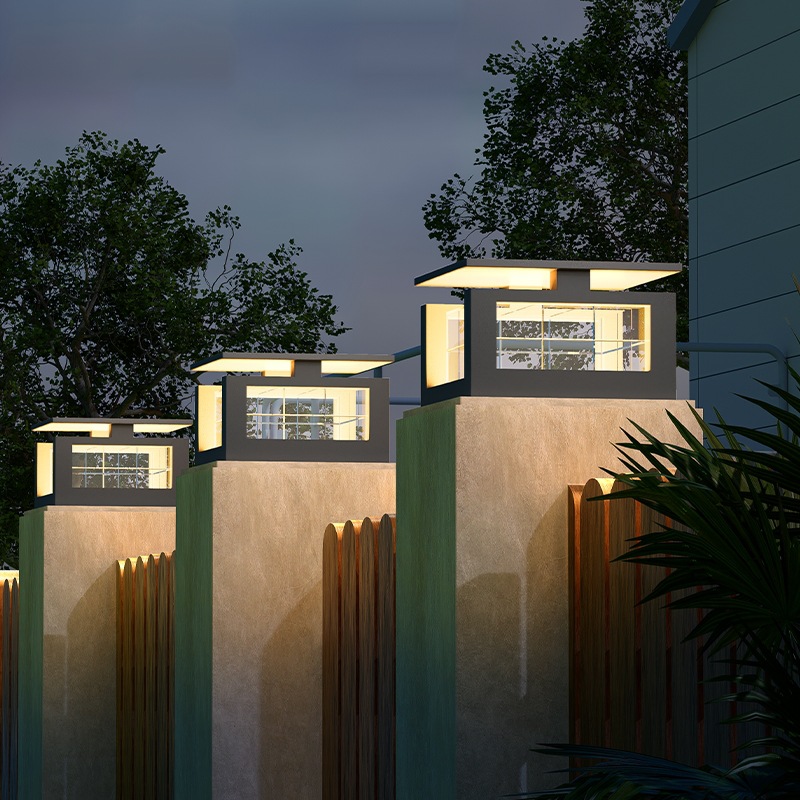 Outdoor waterproof garden lamp column lamp solar column lamp villa wall gate column ceiling lamp power