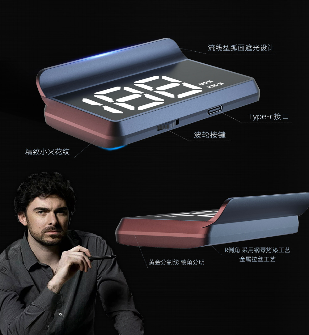 W2 Hd Projector Car Hud Head-Up Display Speed Adjustable Car Universal Beidou Gps Speed Display
