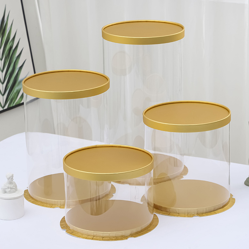 Caja de pastel de cumpleaños transparente redonda 4 pulgadas 6 pulgadas 8 pulgadas 10 pulgadas 12 pulgadas caja de embalaje de pastel especial de doble capa