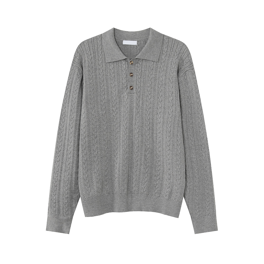 MTLCLOTHES Hombres| Viejo dinero estilo henry cuello sólido patrón retorcido vintage cleanfit hookah