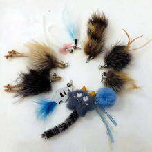跨境专供逗猫棒猫咪自嗨狐狸羽毛 尾巴耐咬剑麻啃咬玩具替换头