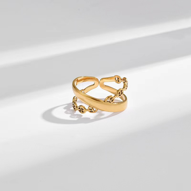 Unisex Gender Plating Design Titanium Steel Simple Style Oval Heart Shape Plating Open Rings