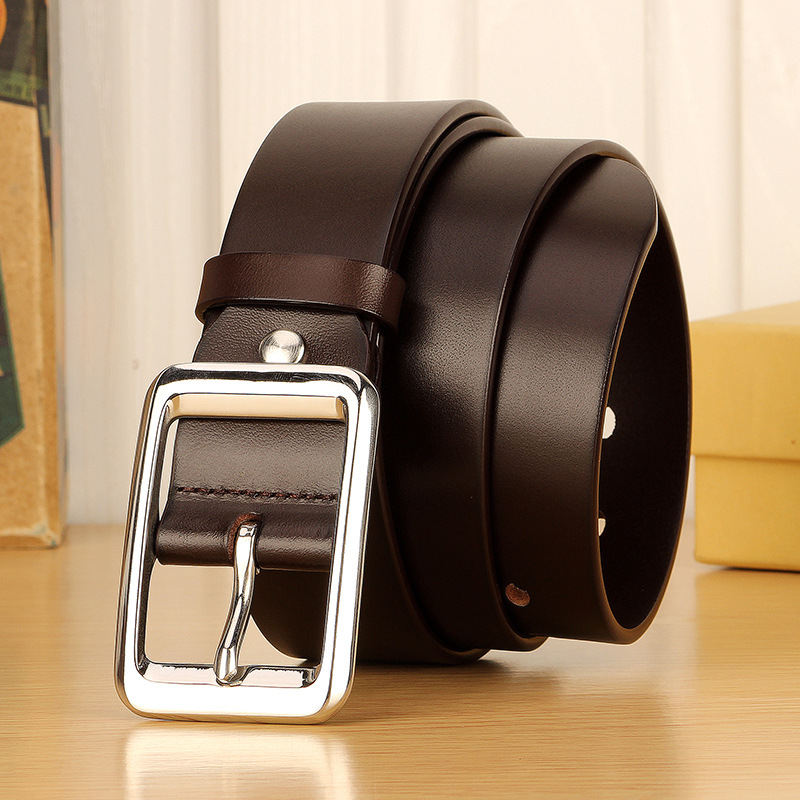 皮带男真皮钢扣青年腰带潮休闲中年头层纯牛皮裤带百搭不锈钢针扣